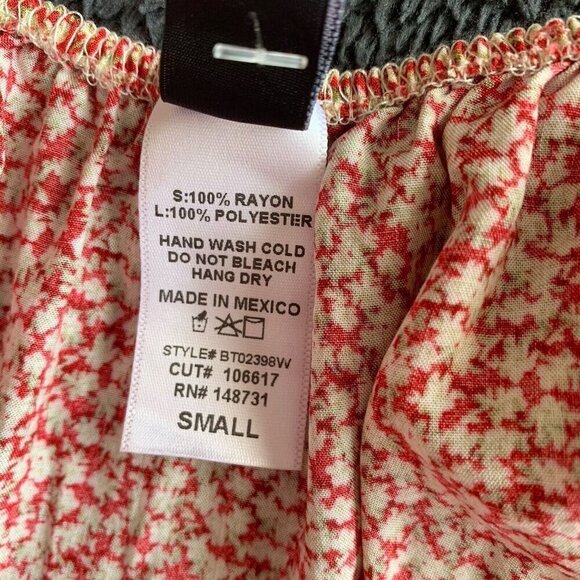 Windsor Cropped Halter Top Small Red Tan Front Tie Closure Lace Trim Rayon New - Picture 9 of 9